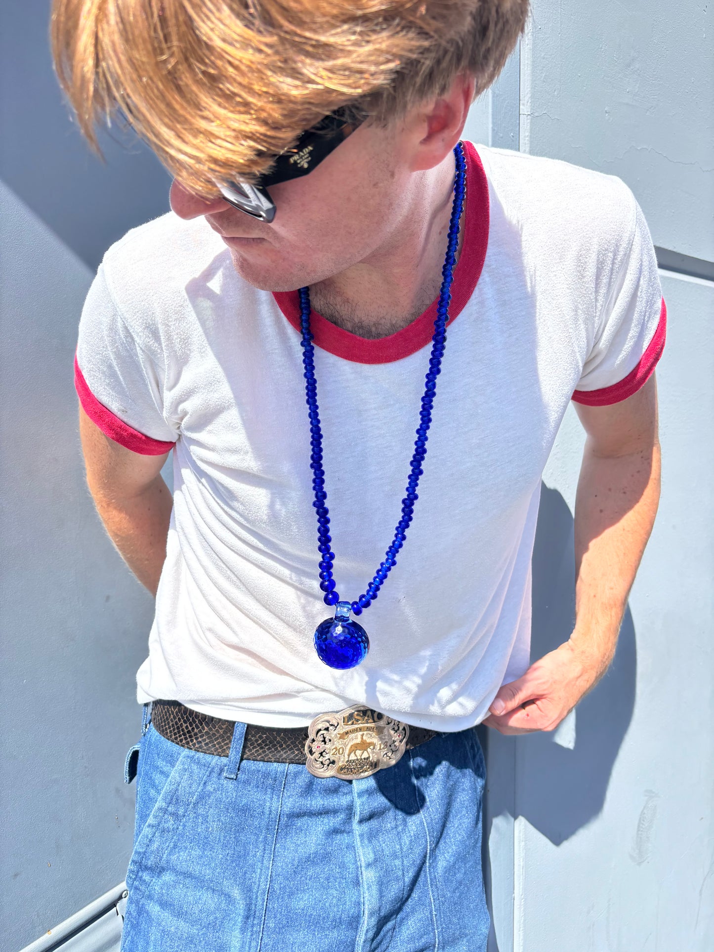 Revival glass “Saratoga” GOLF BALL necklace