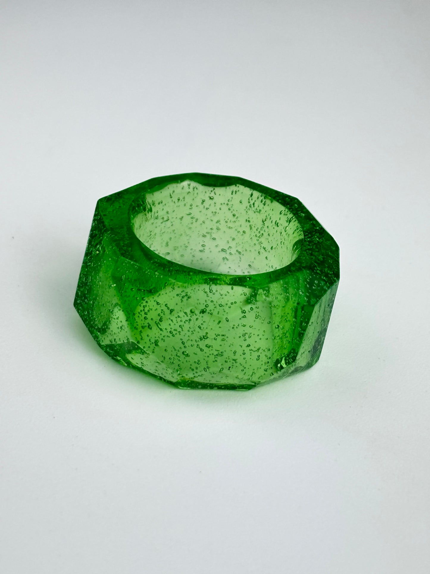 Faceted “crystal” brilliant green ring