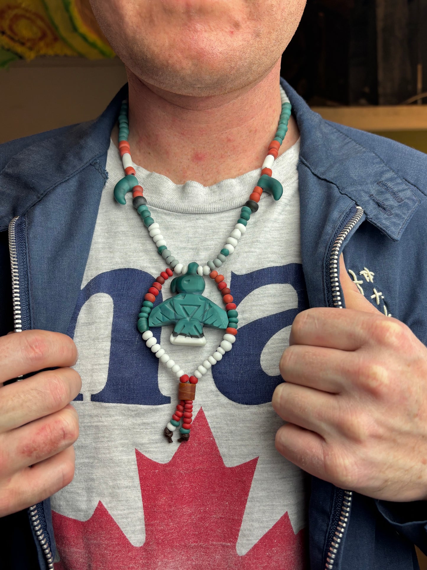 grand peace fully beaded carved Thunderbird