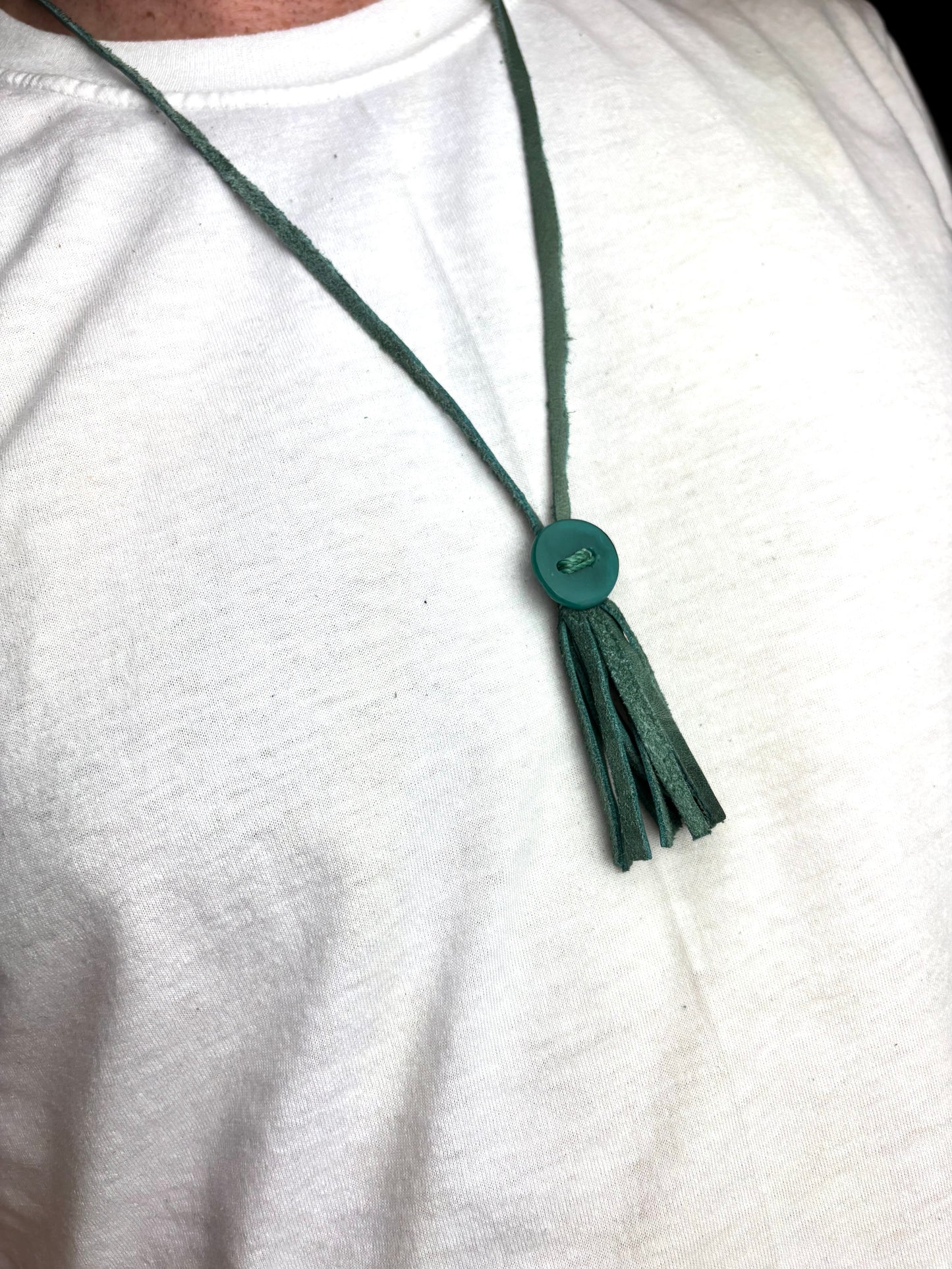 Fringe with glass button necklace