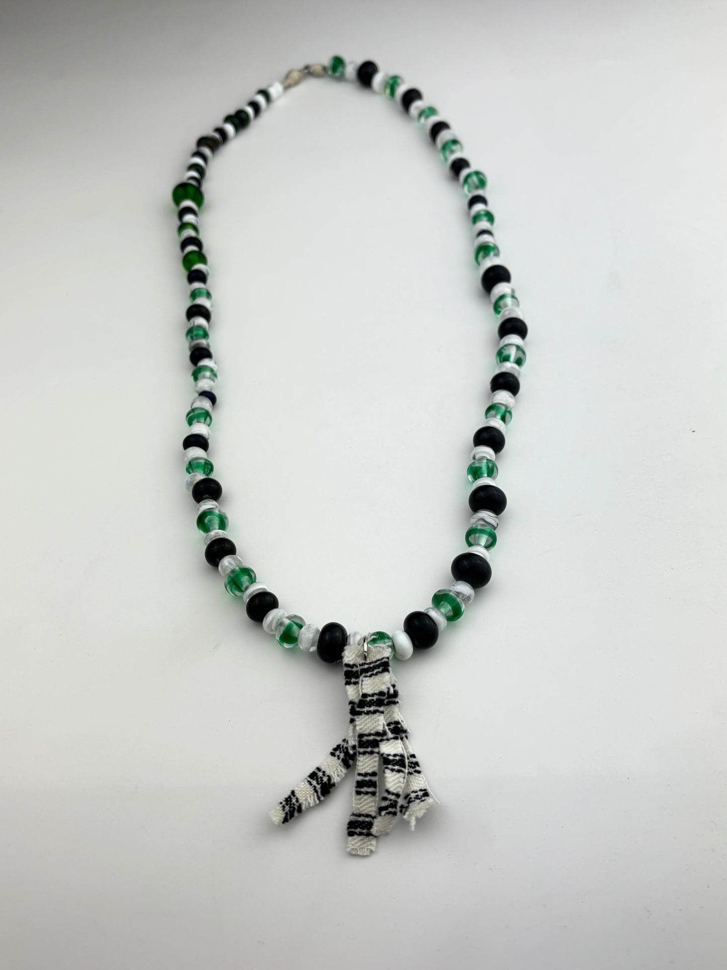 Beaded Necklace with Single Fringe