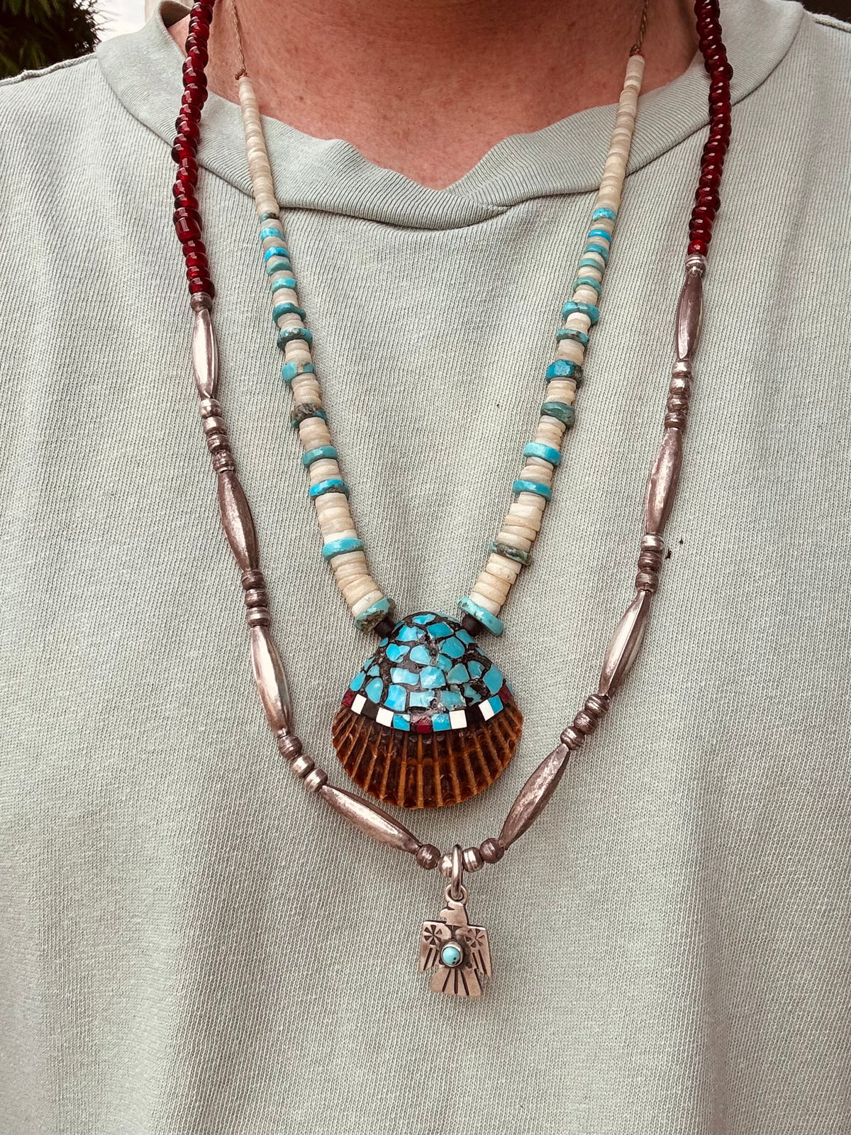Sterling and Glass Thunderbird nexklace