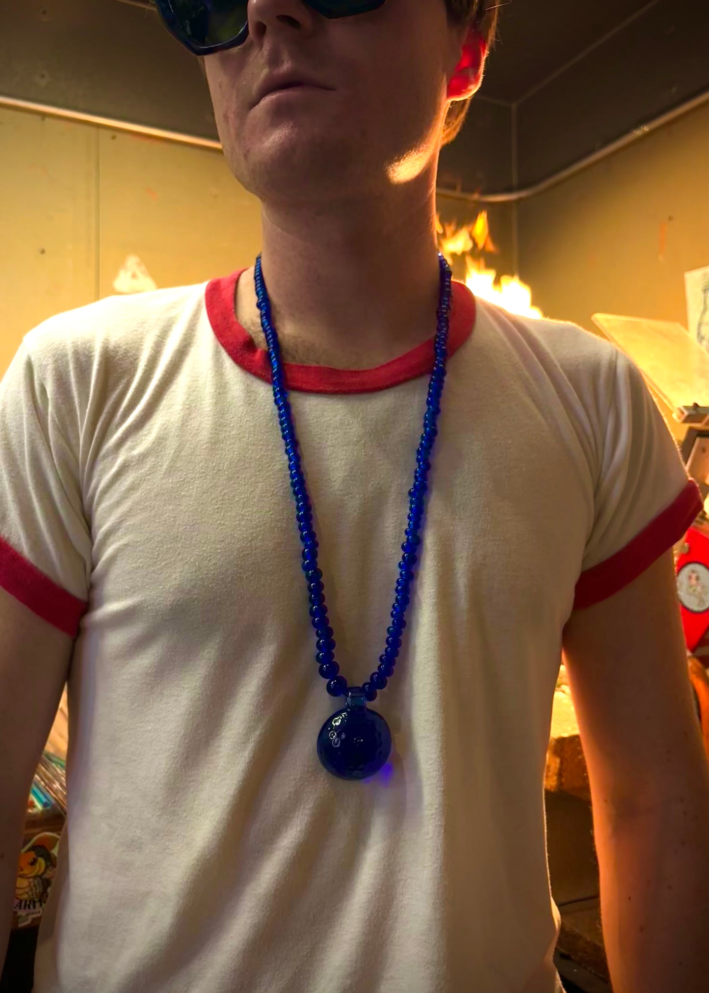 Revival glass “Saratoga” GOLF BALL necklace