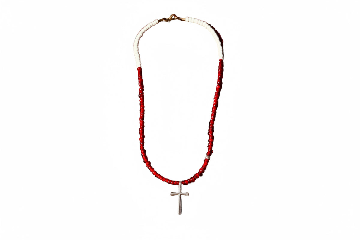 Vintage Sterling cross and beads