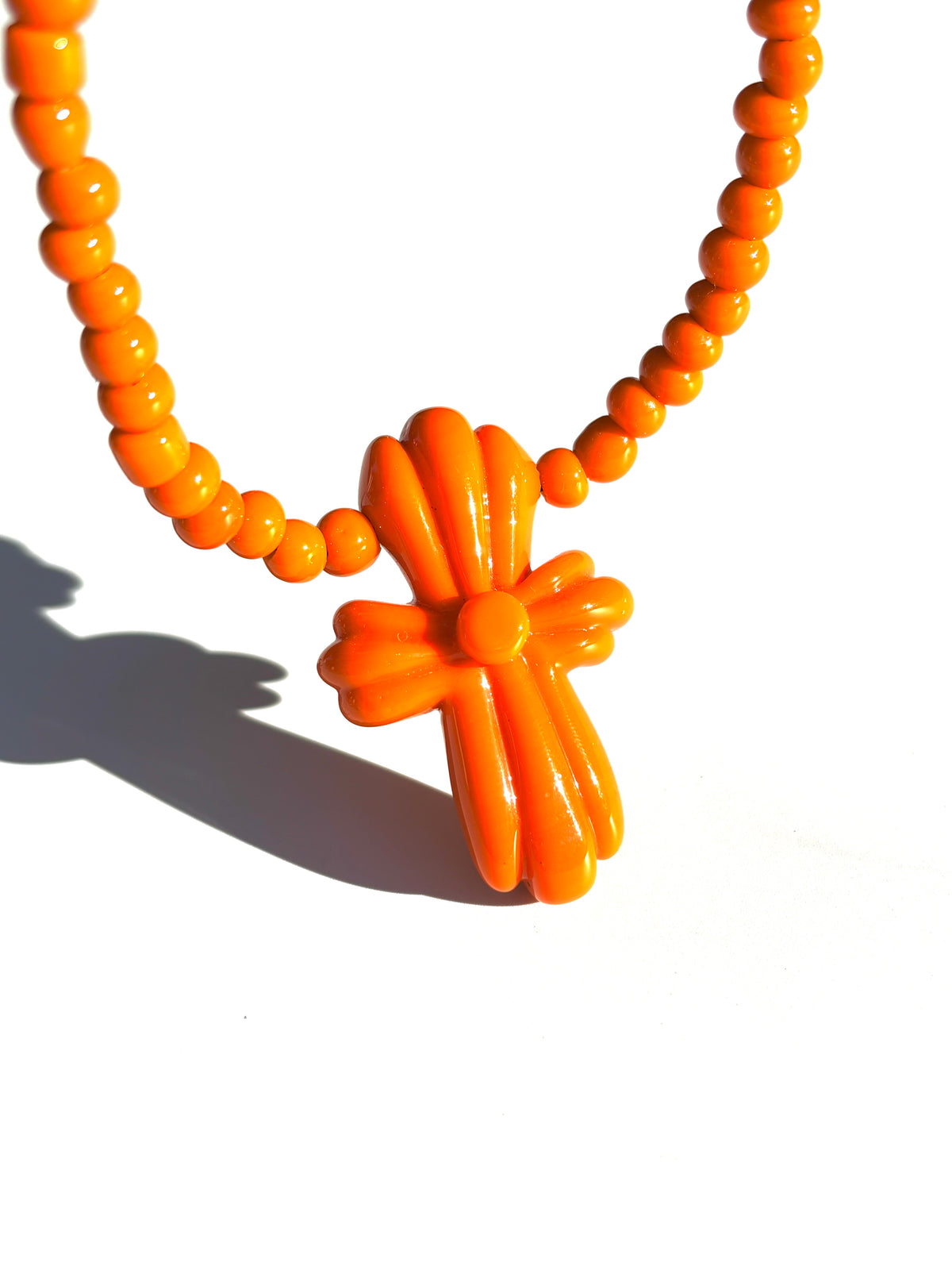 Cadmium Orange Doom Cross necklace