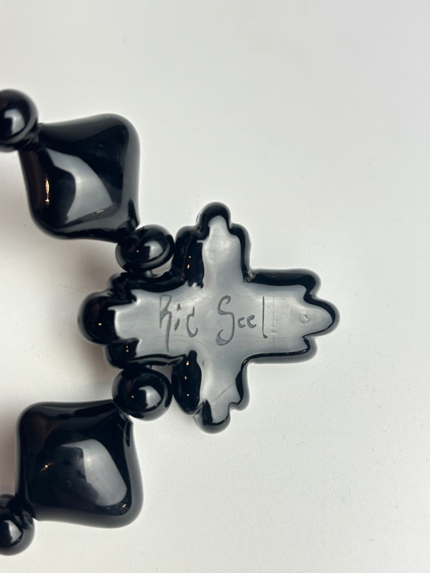 Doom Cross and spike link beaded necklace