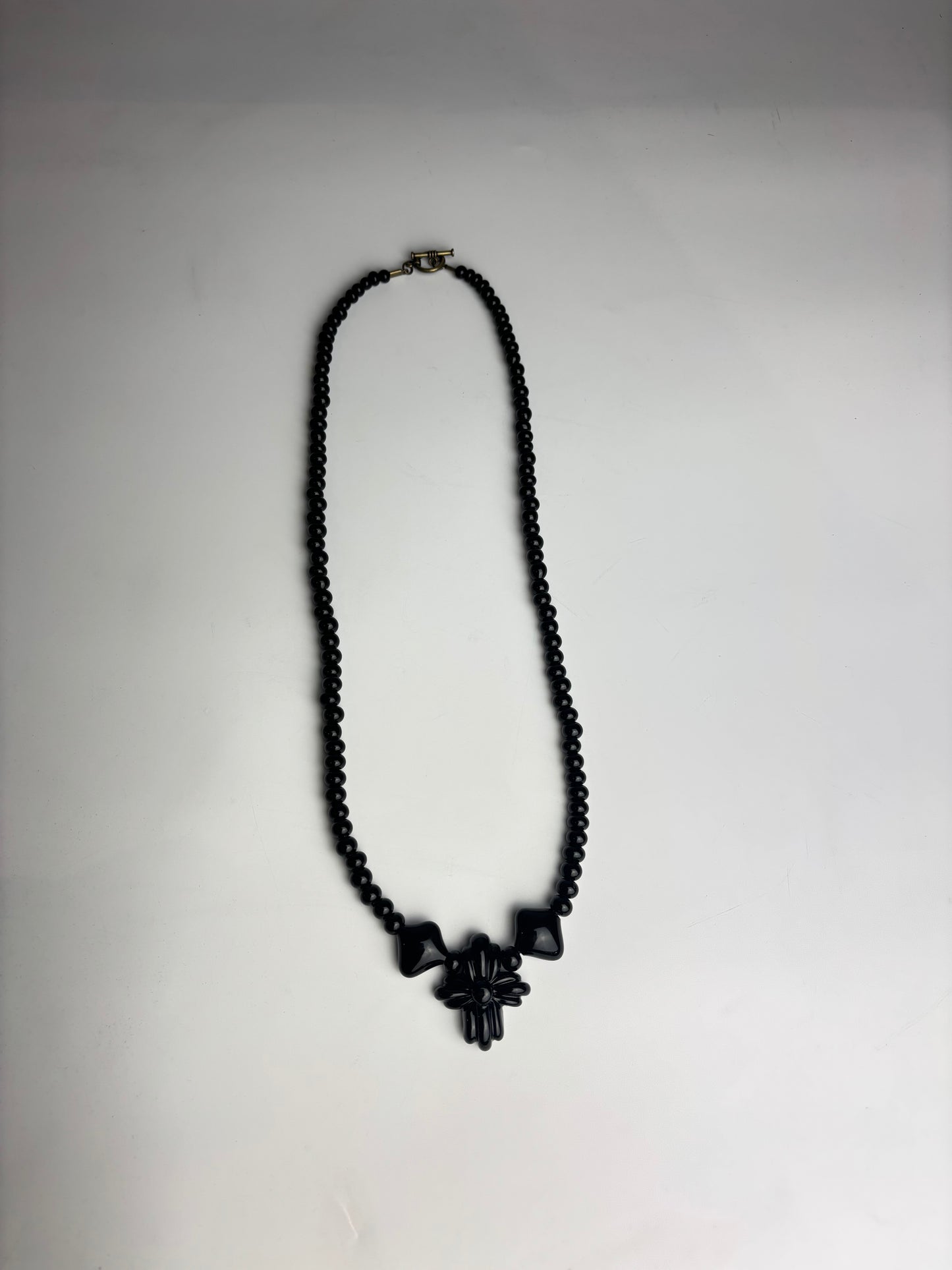 Doom Cross and spike link beaded necklace