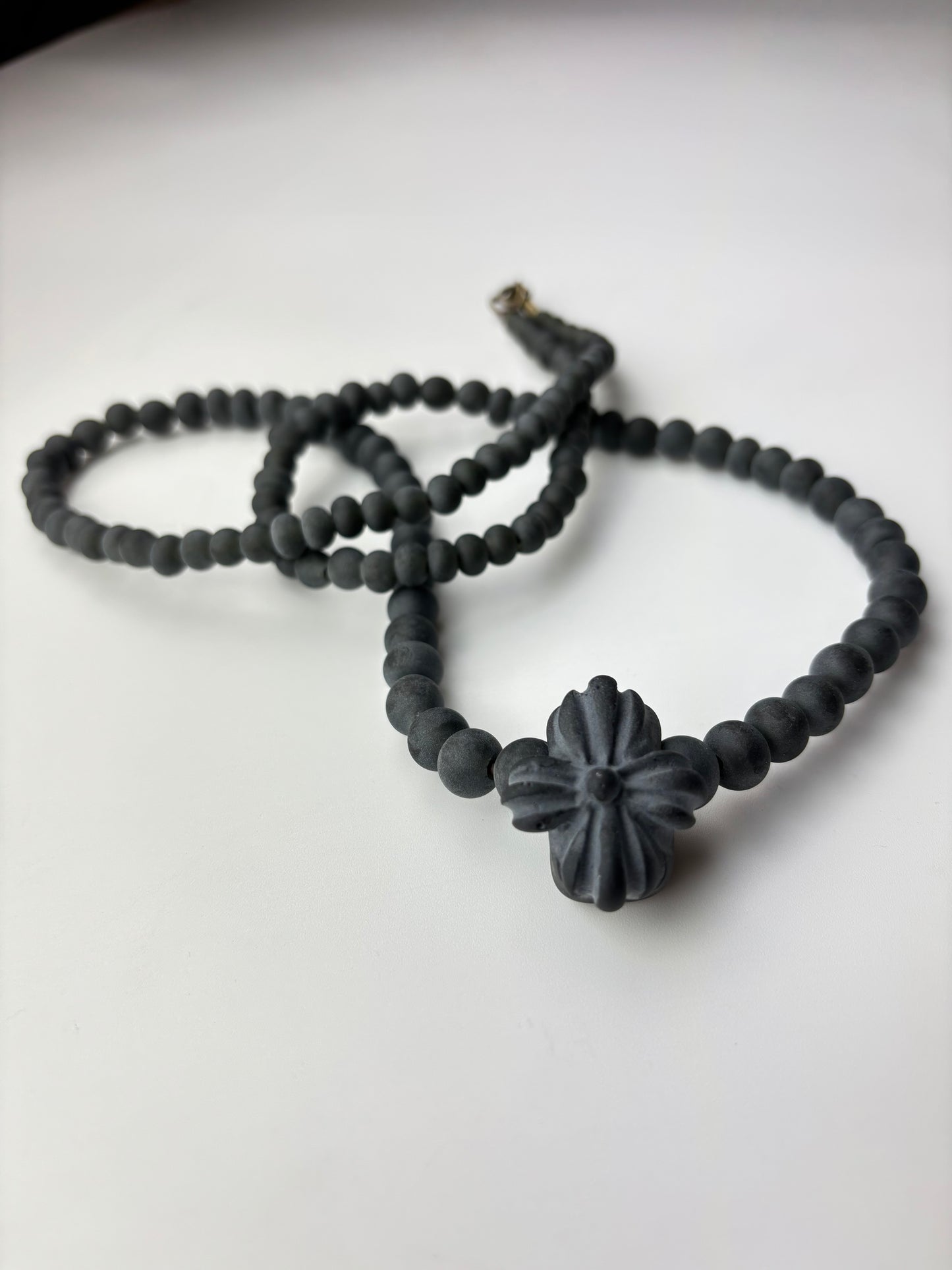 Sandblasted black Doom cross necklace