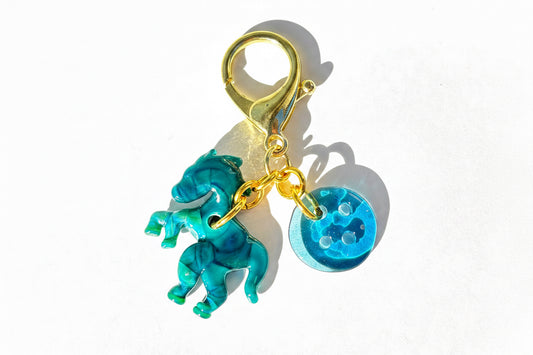 Horse and button bag charm