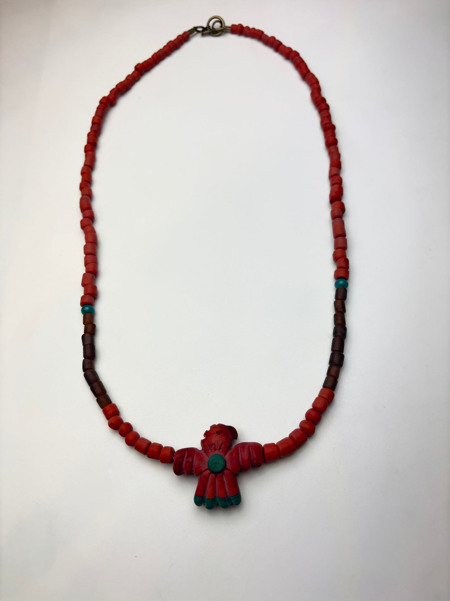Stone carved Thunderbird fully beaded necklace
