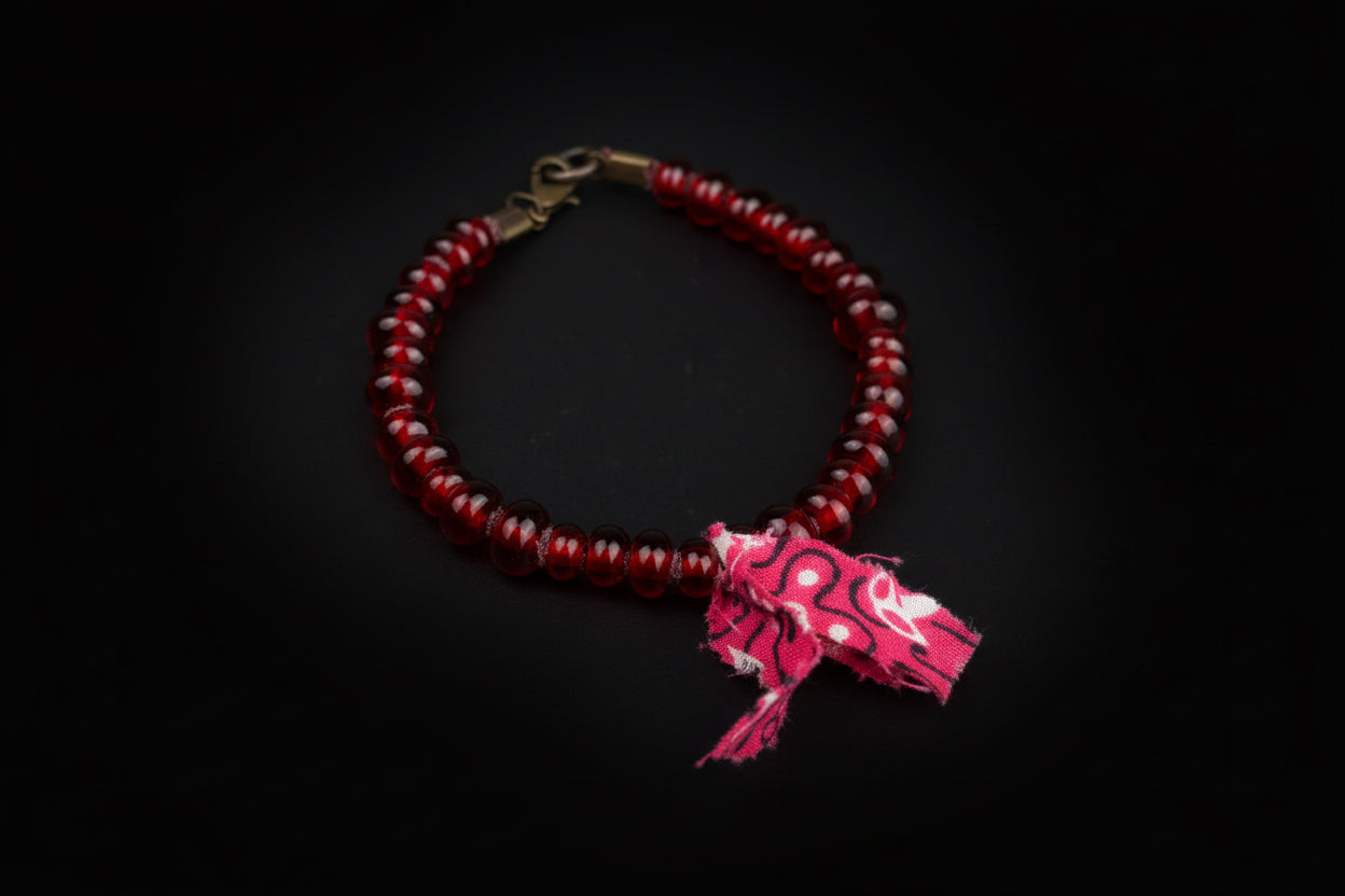 Bandana twilly red glass bracelet