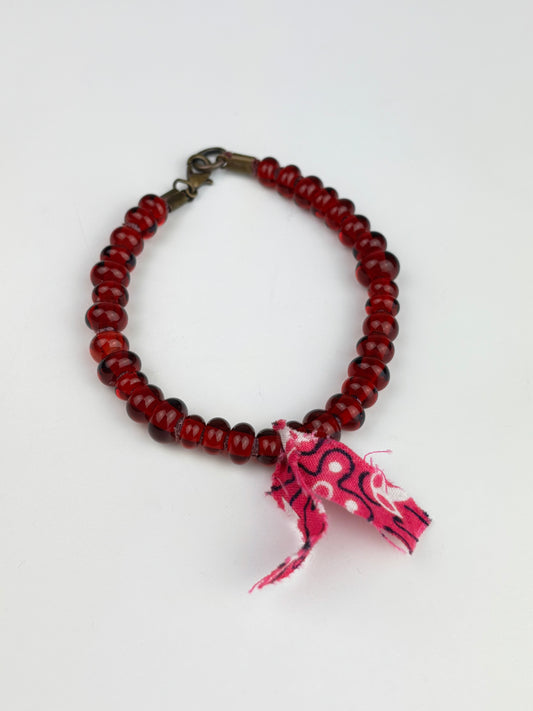 Bandana twilly red glass bracelet