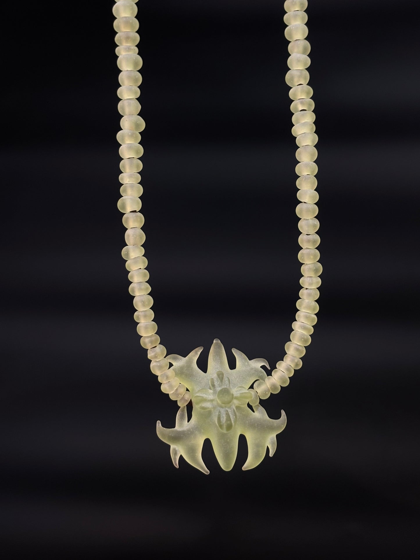 Sandblasted CFL changing glass Spikey doom necklace