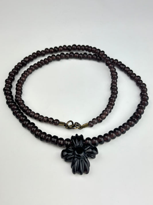 Coldworked Doom necklace in Plum glass