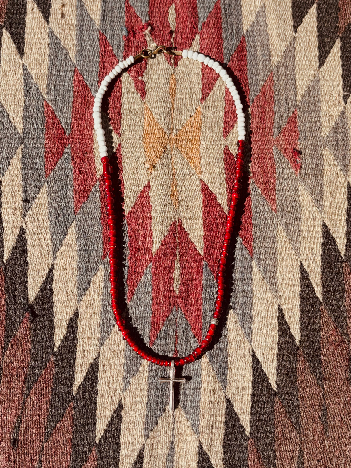 Vintage Sterling cross and beads