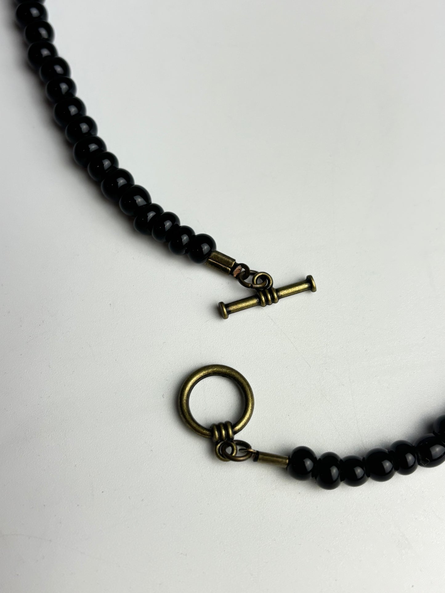 Doom Cross and spike link beaded necklace