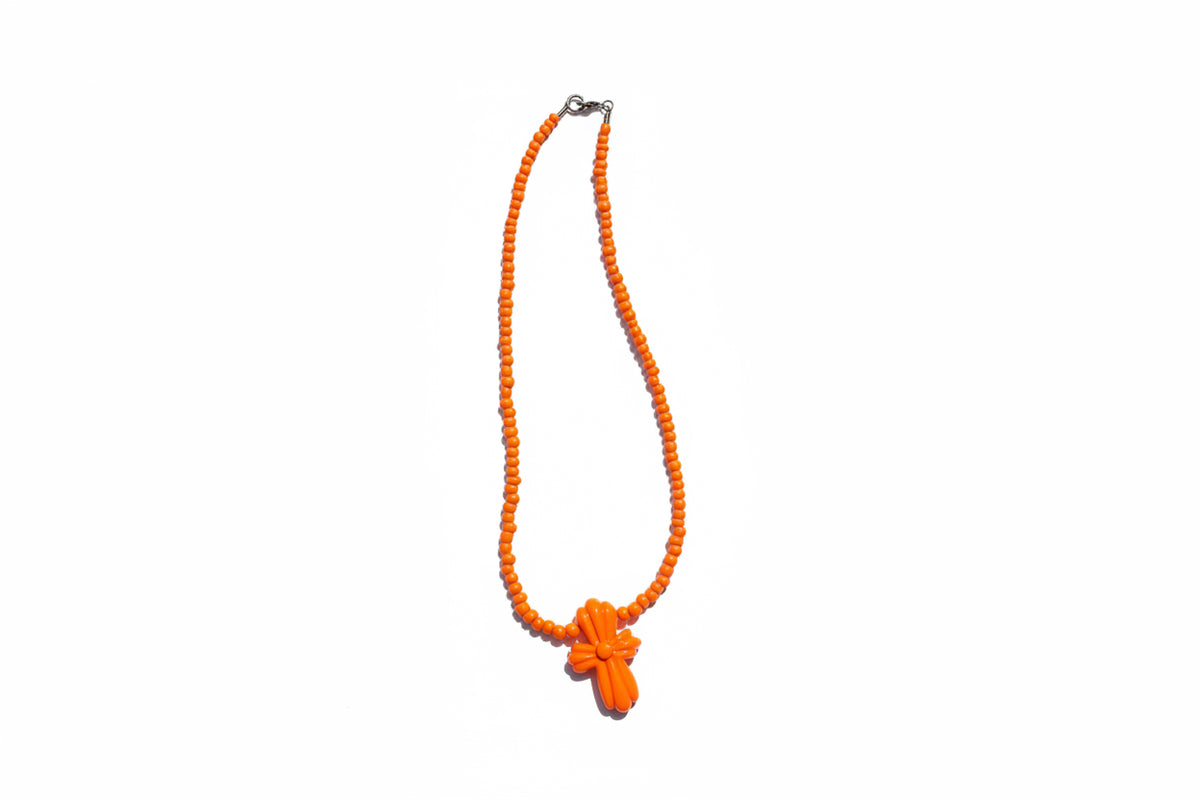 Cadmium Orange Doom Cross necklace