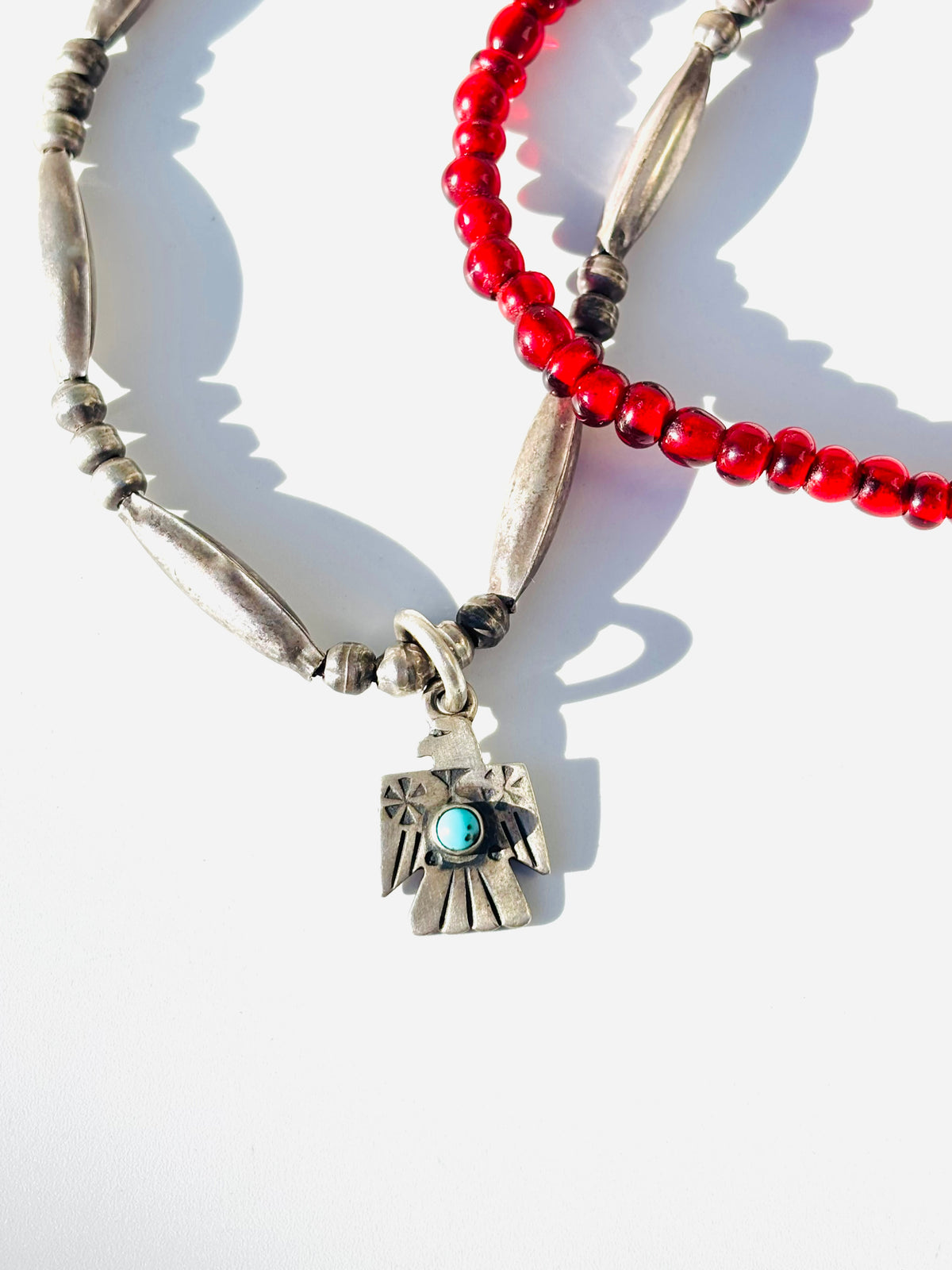 Sterling and Glass Thunderbird nexklace