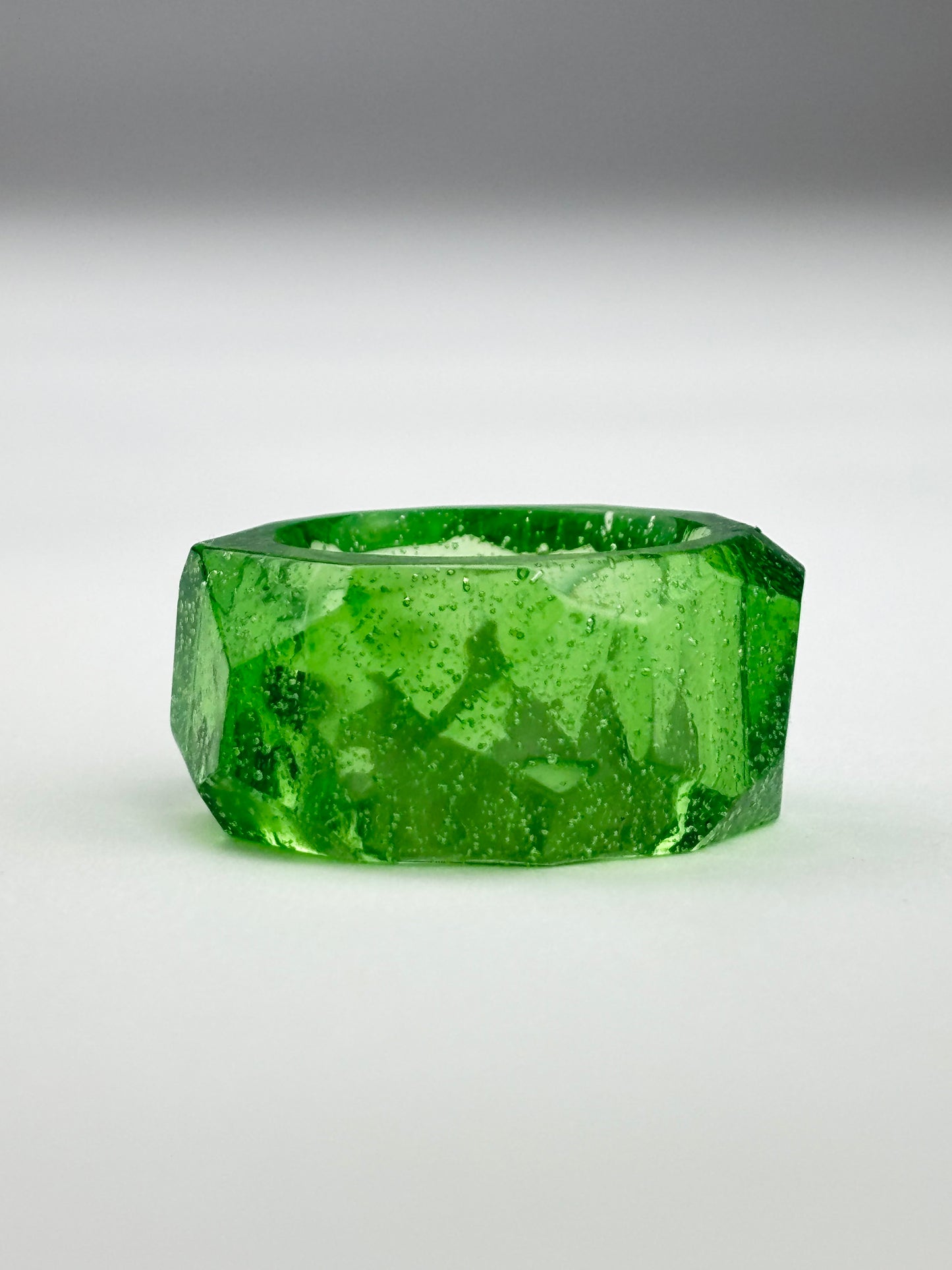 Faceted “crystal” brilliant green ring