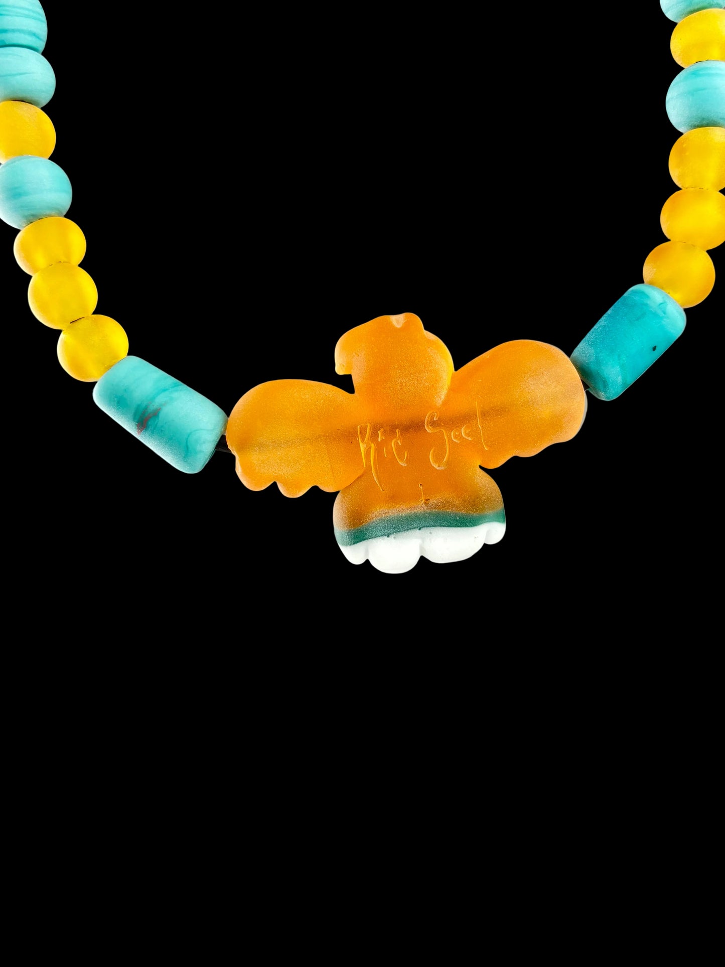 Carved Thunderbird fully beaded necklace