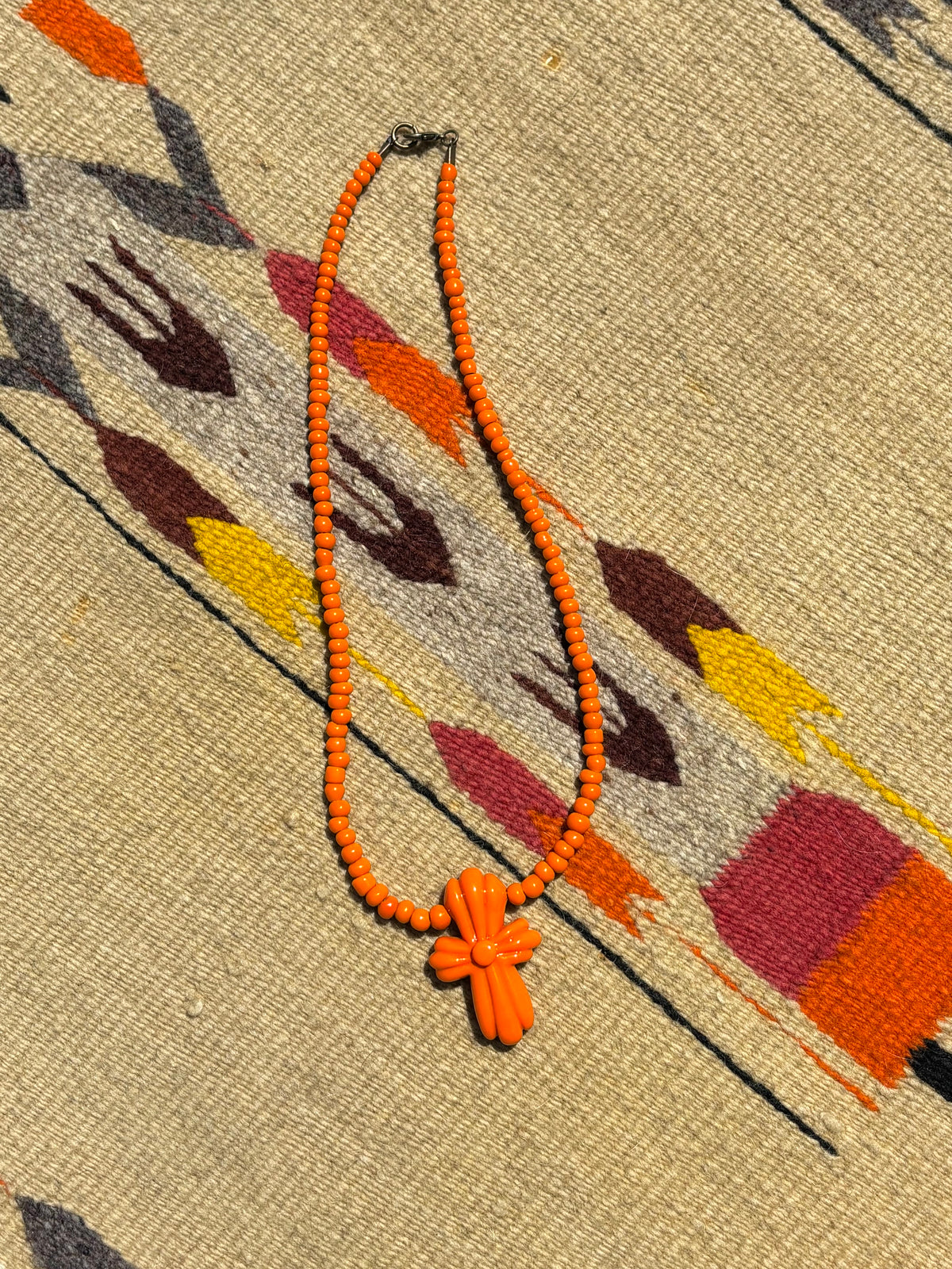 Cadmium Orange Doom Cross necklace