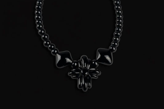 Doom Cross and spike link beaded necklace