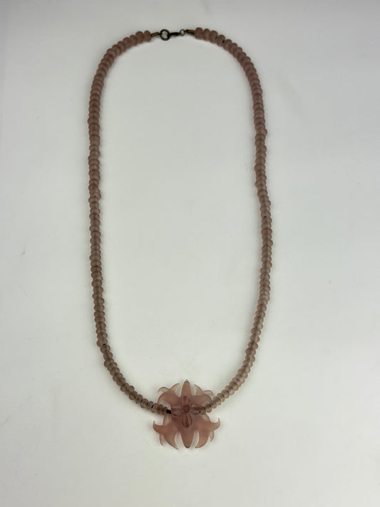 Sandblasted CFL changing glass Spikey doom necklace
