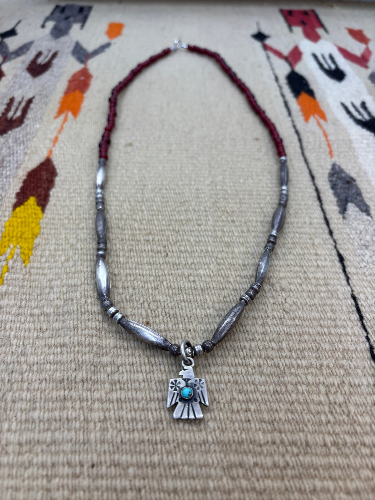 Sterling and Glass Thunderbird nexklace