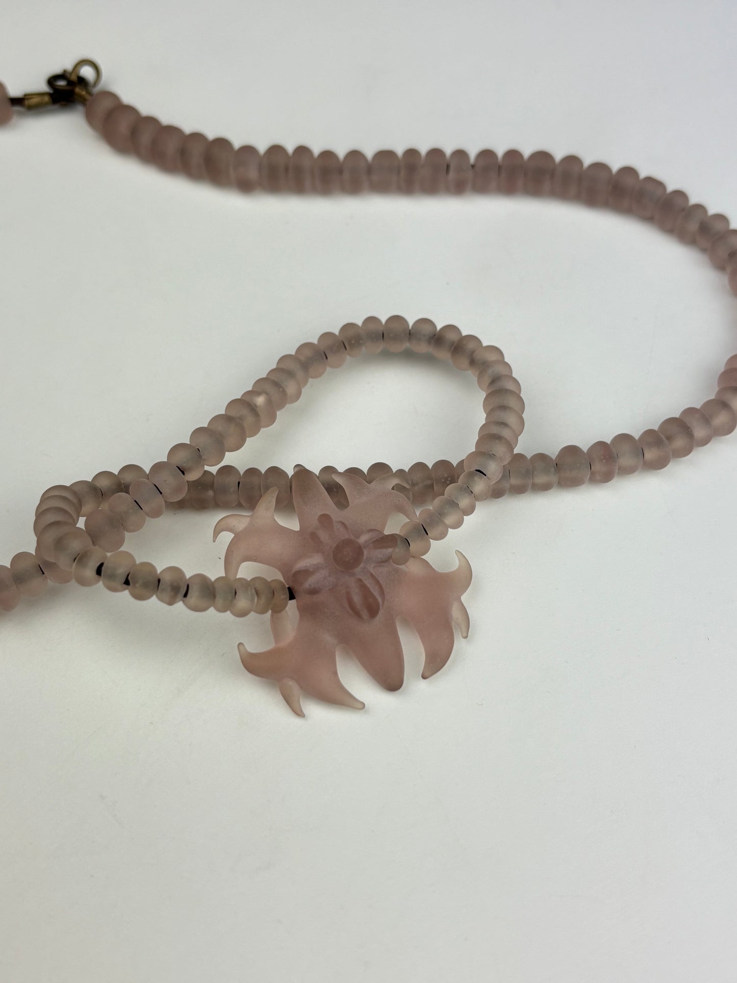 Sandblasted CFL changing glass Spikey doom necklace