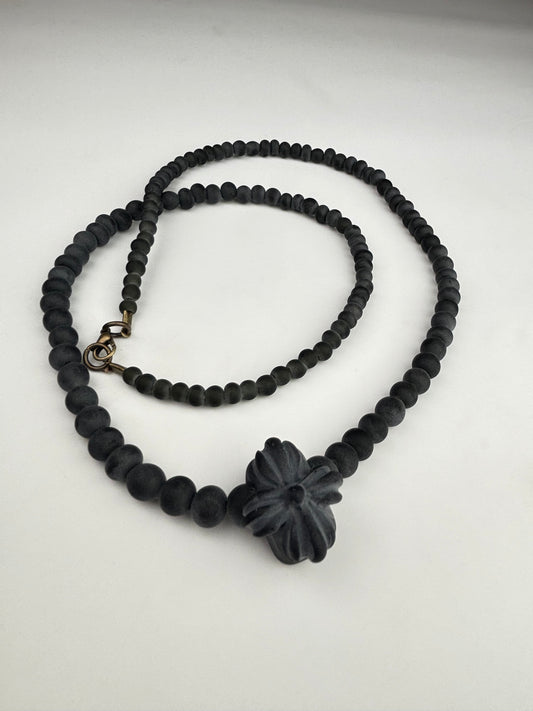 Sandblasted black Doom cross necklace