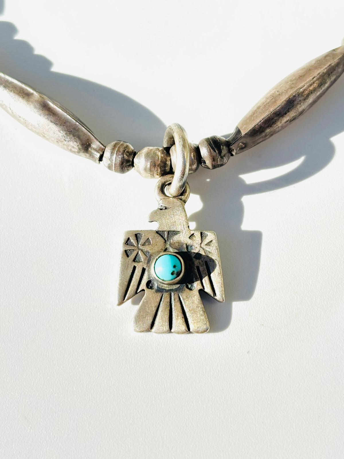 Sterling and Glass Thunderbird nexklace
