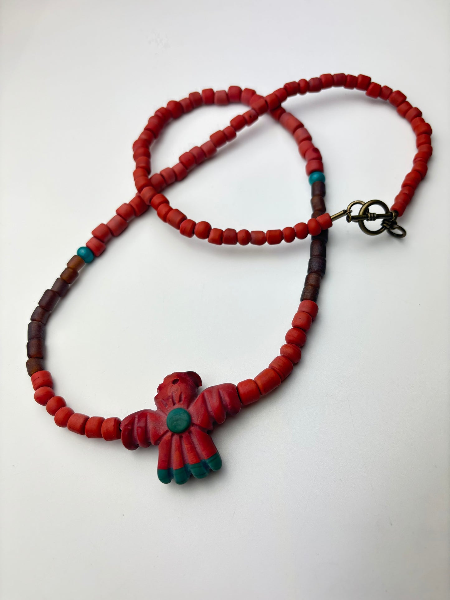 Stone carved Thunderbird fully beaded necklace