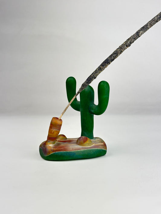 California desert incense holder with carved bear