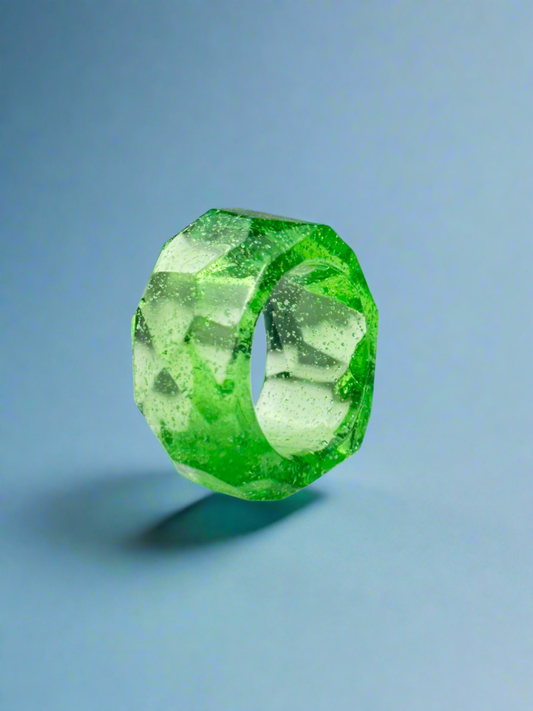 Faceted “crystal” brilliant green ring