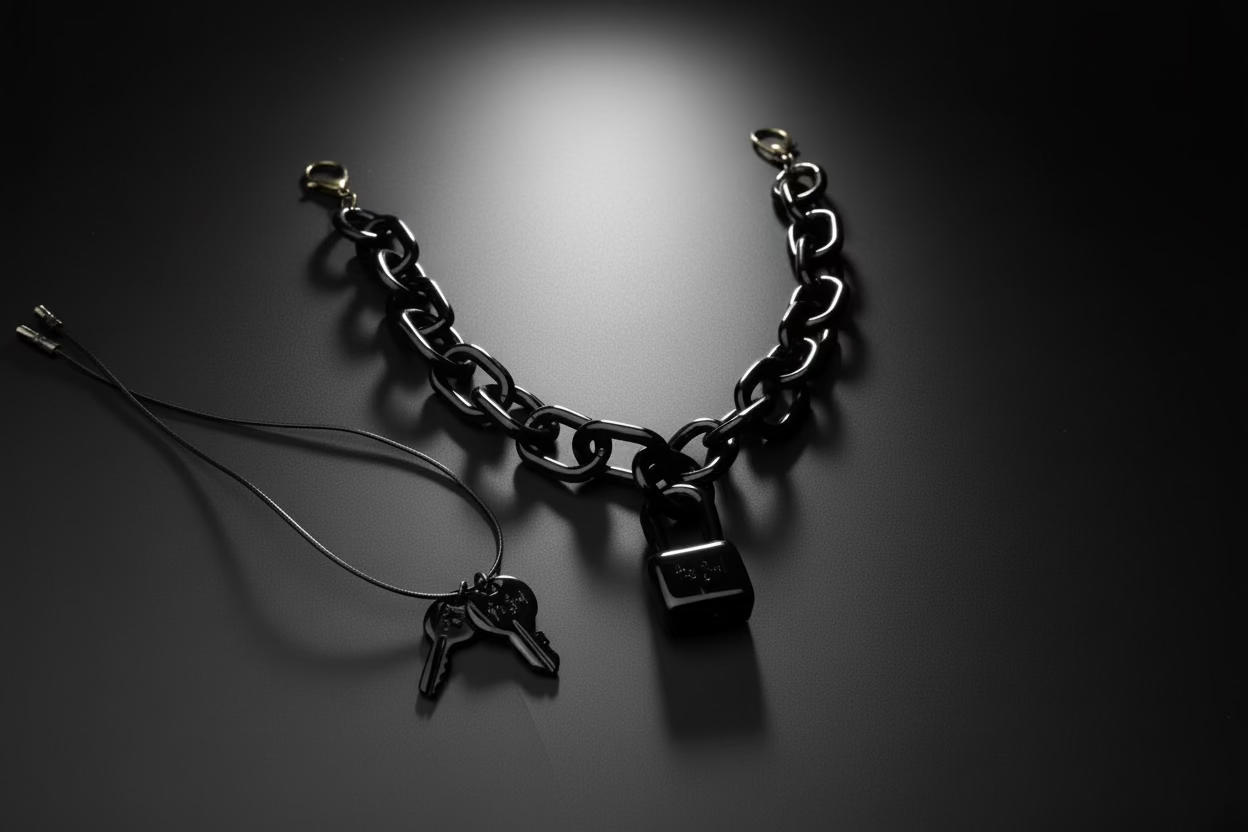 Glass wallet Chain and Lock with Keys